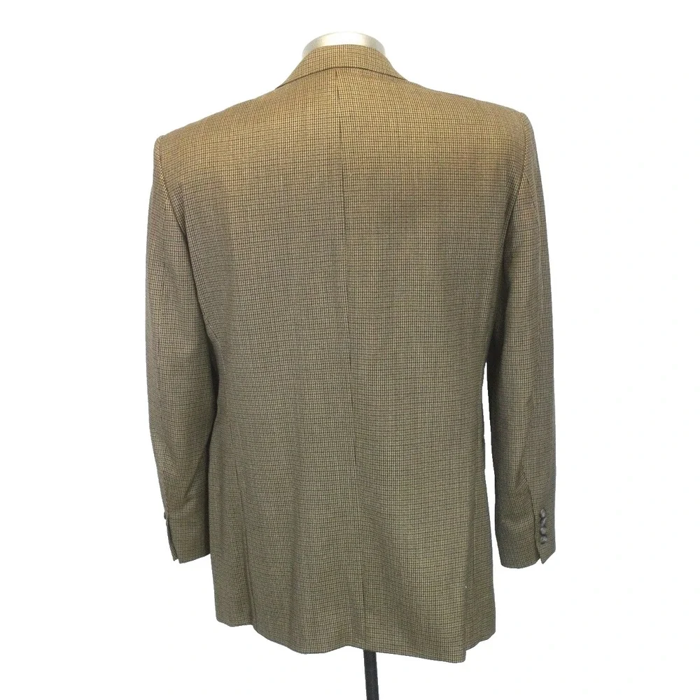vtg mens brown Ralph Lauren houndstooth blazer jacket sport suit‎ coat wool 42 L